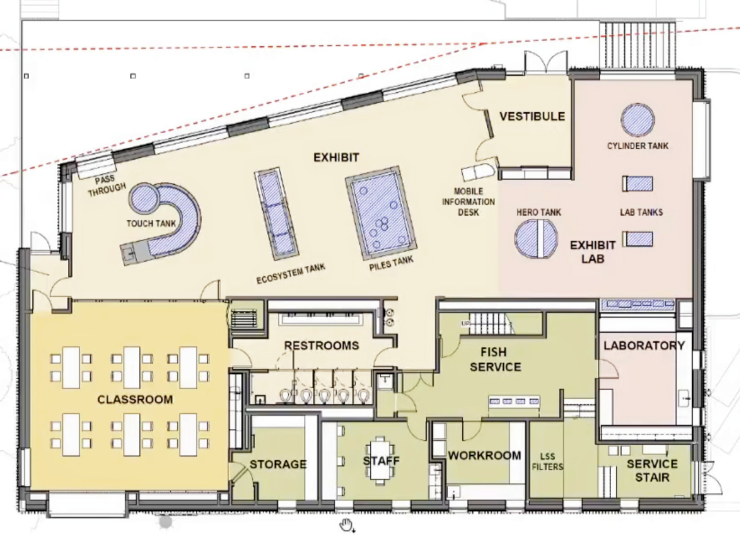 Current floor plan for the estuarium. Credit: Hudson River Park Trust
